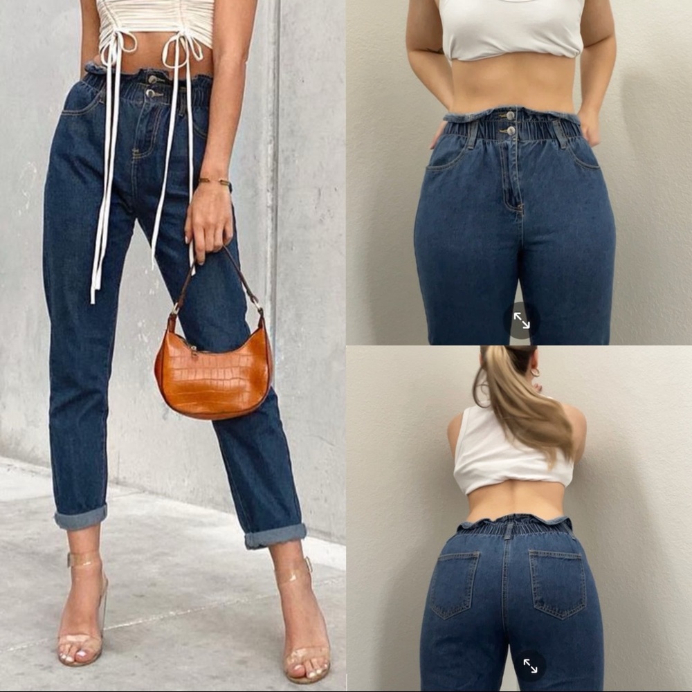 Cinched waist, cuffed jeans